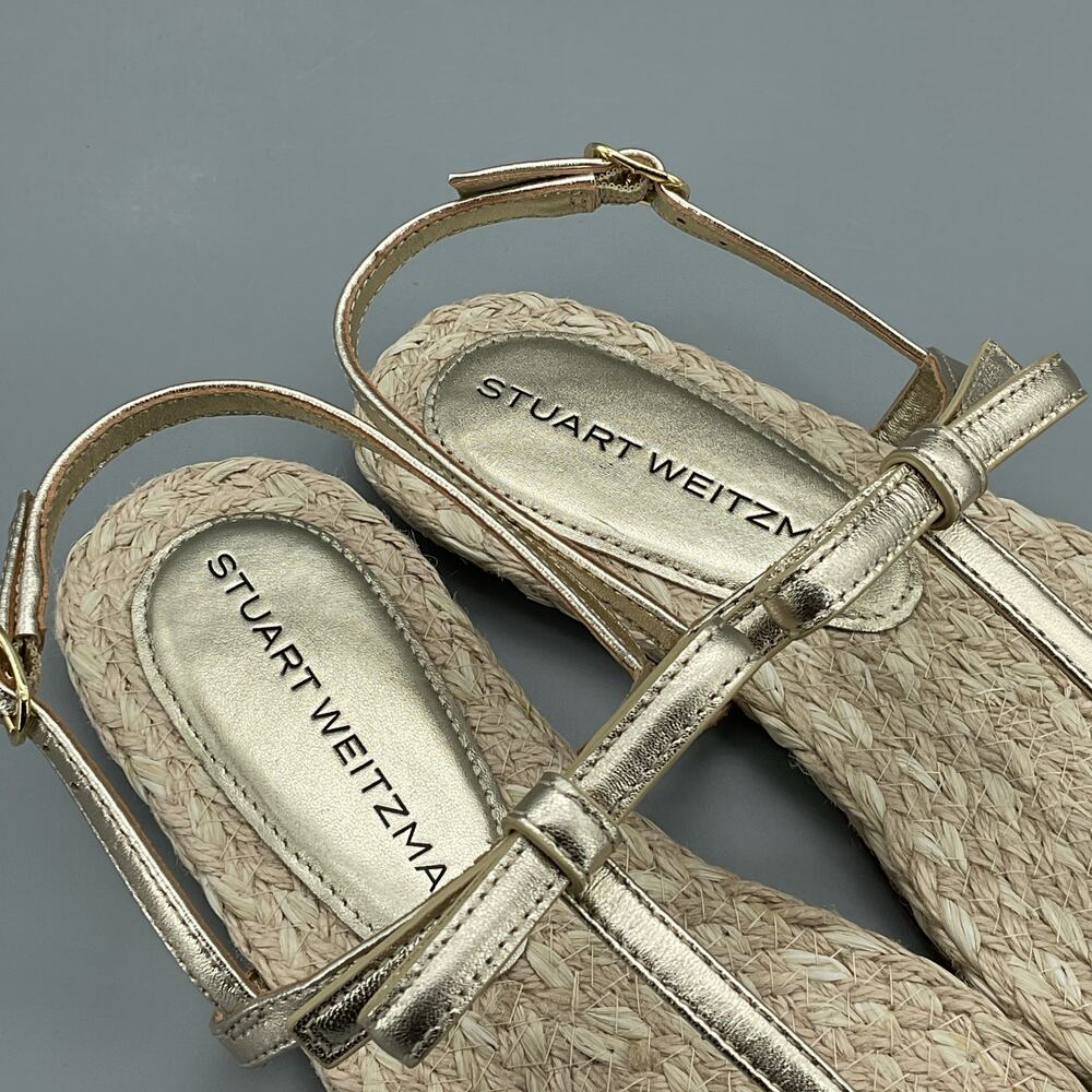 NEW Stuart Weitzman Women’s Felicity Espadrille Sandals Gold Size 6B - Picture 6 of 10